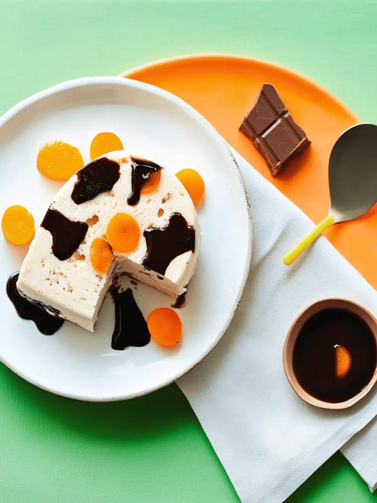 Creamy White Chocolate Semifreddo with Rich Cocoa Sauce 4 White Chocolate Semifreddo with Chocolate Sauce