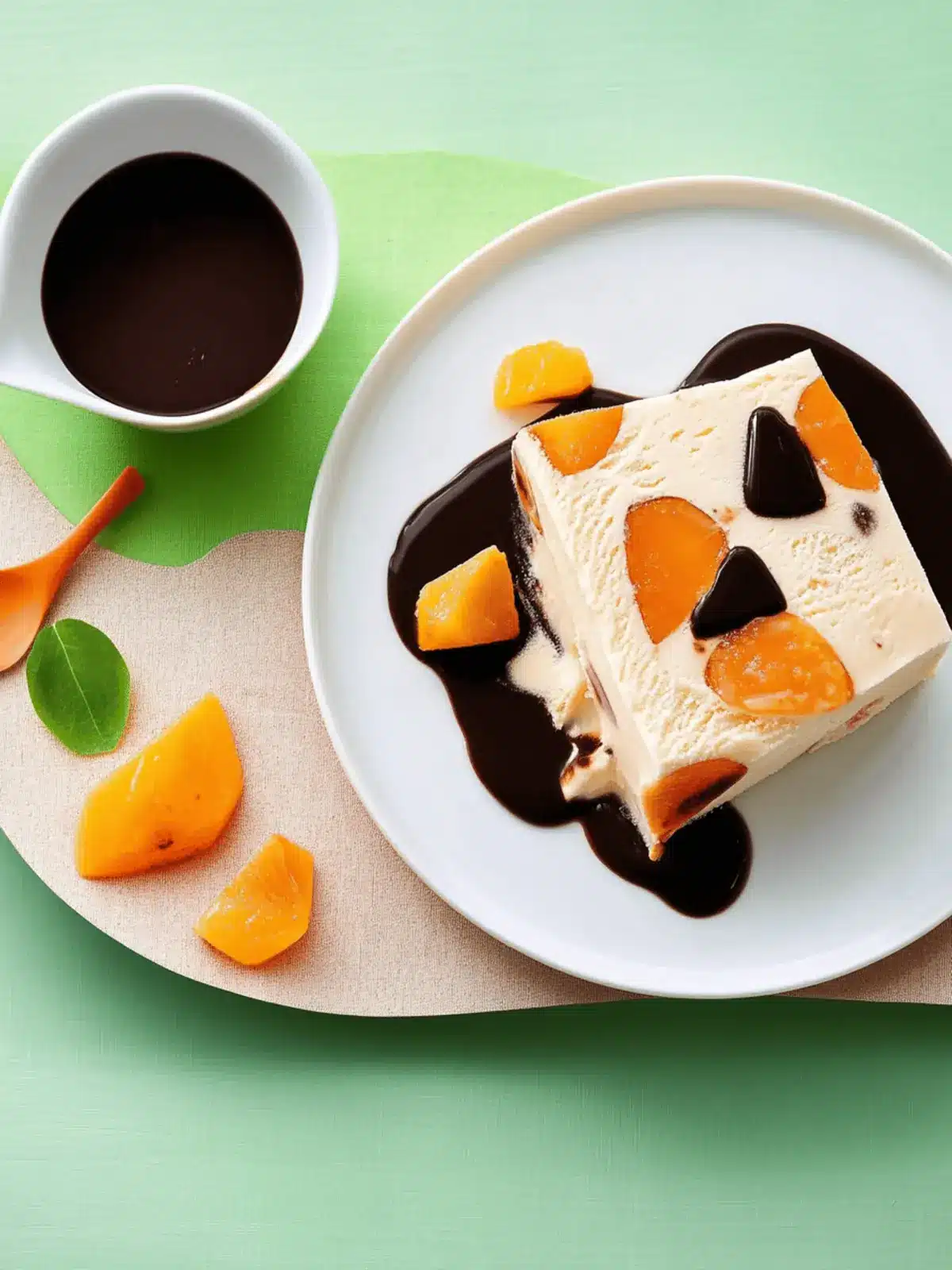 Creamy White Chocolate Semifreddo with Rich Cocoa Sauce 2 White Chocolate Semifreddo with Chocolate Sauce