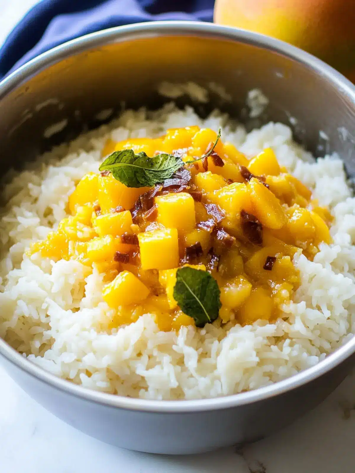 Irresistible Creamy Coconut Mango Rice That Will Brighten Your Day